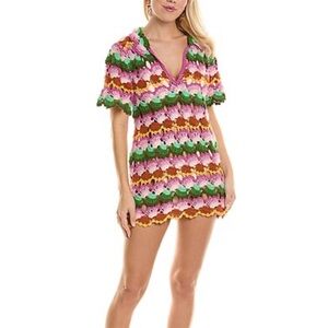 FARM Rio Pink and Green Zigzag Swim Coverup